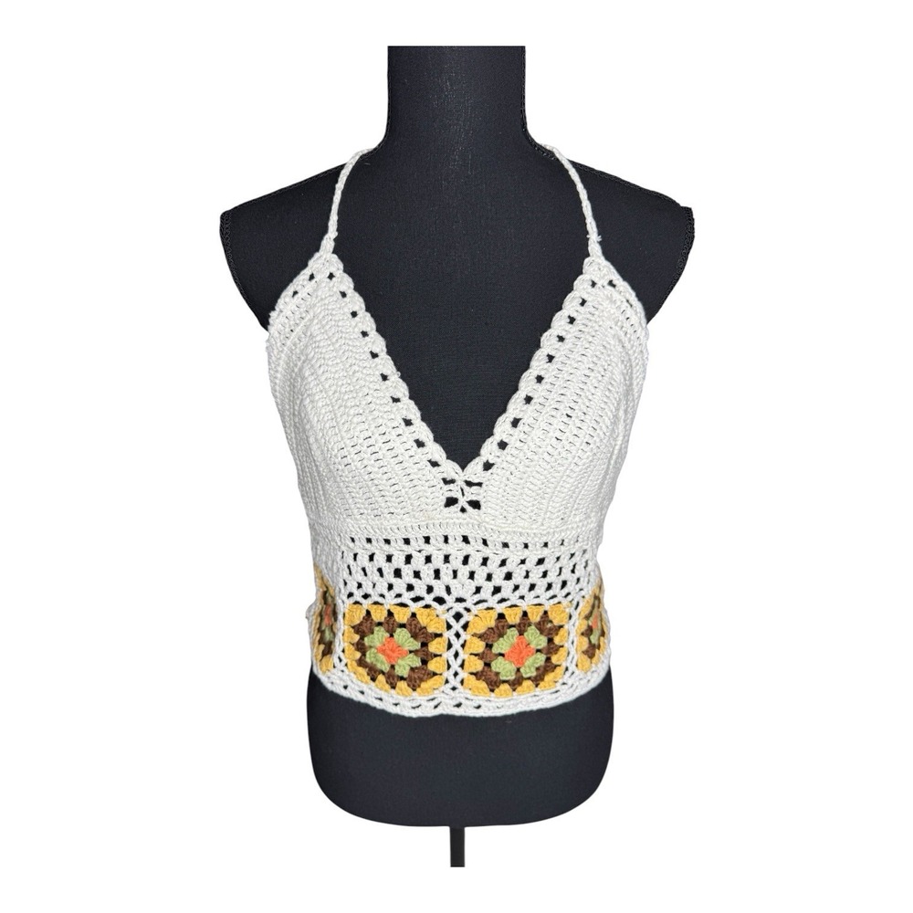 New! Women's Altar'd State Sz L Crochet Halter Top Granny Square